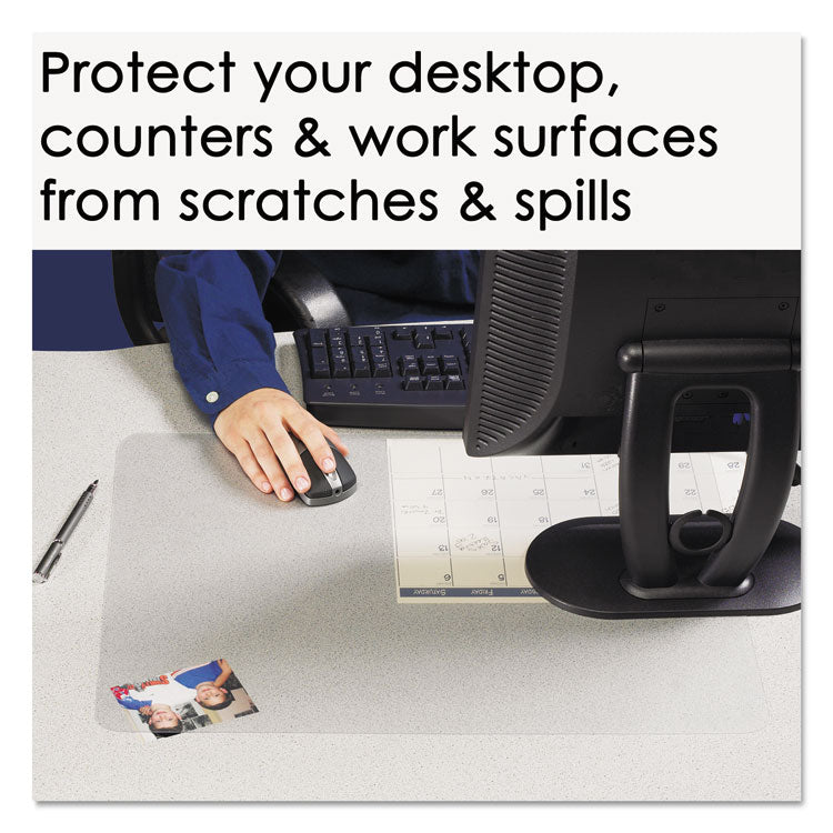 KrystalView Desk Pad with Antimicrobial Protection. Matte Finish, 17" x 12", Clear