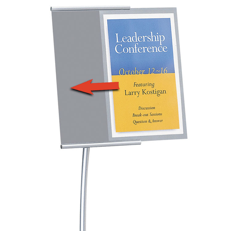 Designer Sign Stand, Silver Aluminum Frame, 11 x 17