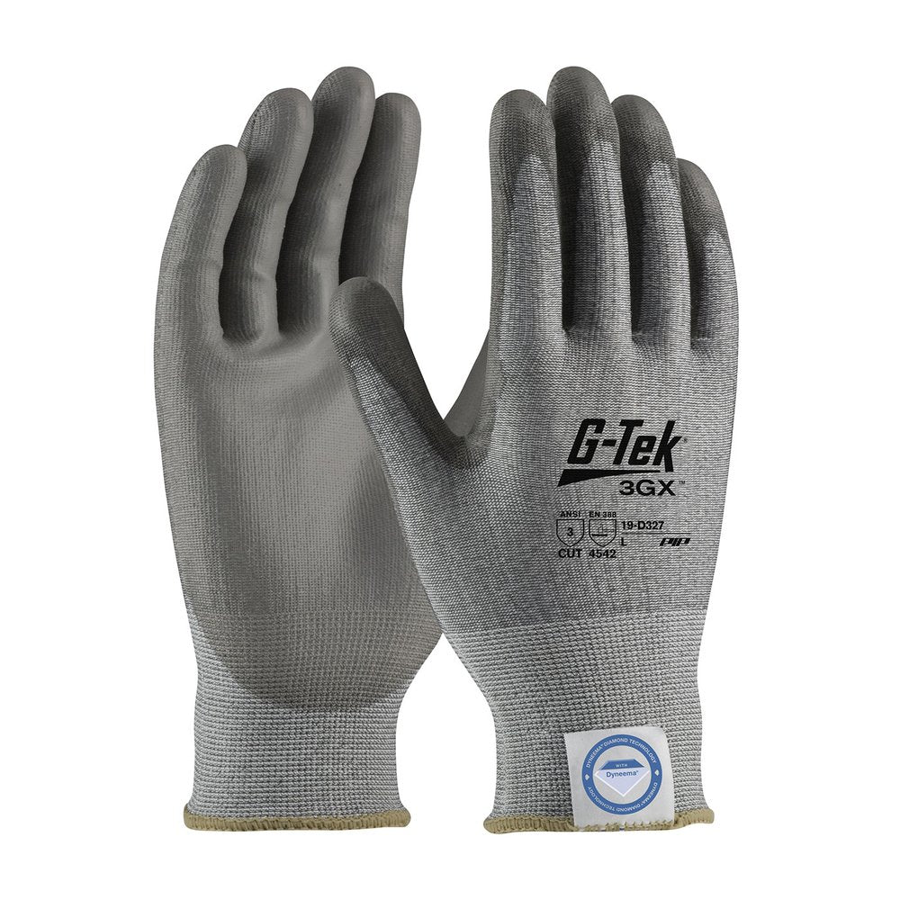G-Tek by PIP Knit Dyn. Diamond Glovepolyure. Grip GRY P/F M, 12 Pairs/Dozen