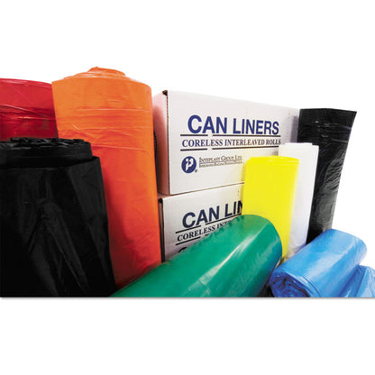 High-Density Commercial Can Liners, 45 gal, 22.1 mic, 40" x 48", Clear, Interleaved Roll, 25 Bags/Roll, 6 Rolls/Carton