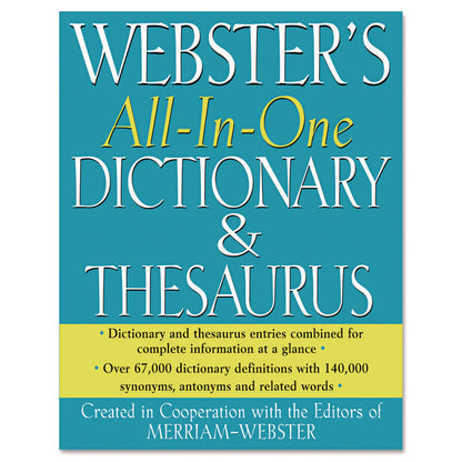 Merriam-Webster All-In-One Dictionary/Thesaurus, Hardcover, 768 Pages