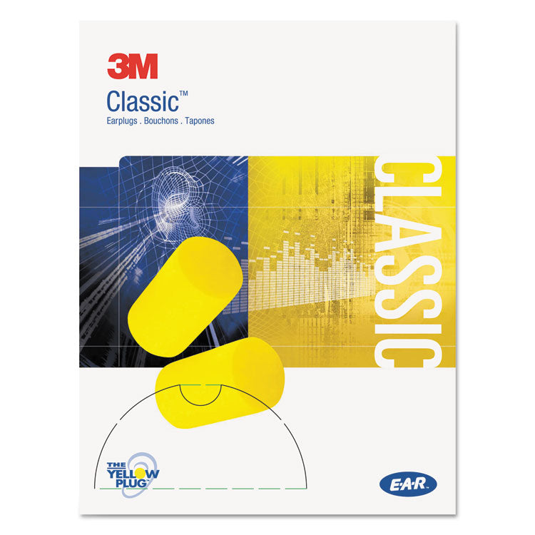 E-A-RClassic Small Earplugs in Pillow Paks, 29 dB NRR, Small, Yellow Cylindrical Plugs, 200 Pairs/Box