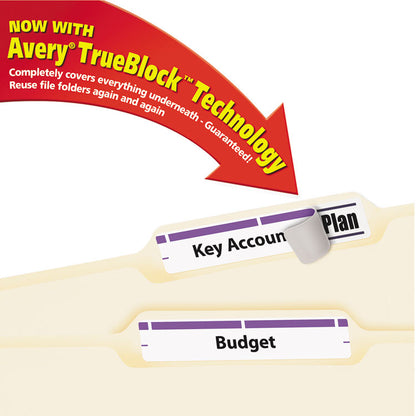 Permanent TrueBlock File Folder Labels with Sure Feed Technology, 0.66" x 3.44", White, 30/Sheet, 25 Sheets/Pack