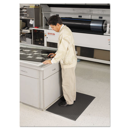 Air Step Anti-Fatigue Mat, Rectangular, Black Ribbed Surface, 24" x 36"
