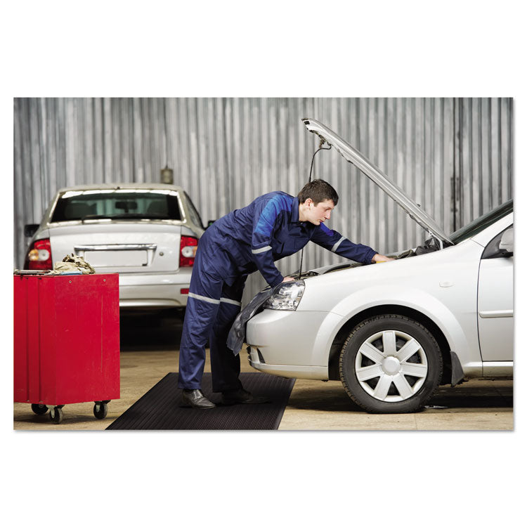 Air Step Anti-Fatigue Mat, Rectangular, Black Ribbed Surface, 24" x 36"