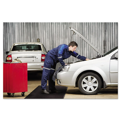 Air Step Anti-Fatigue Mat, Rectangular, Black Ribbed Surface, 24" x 36"