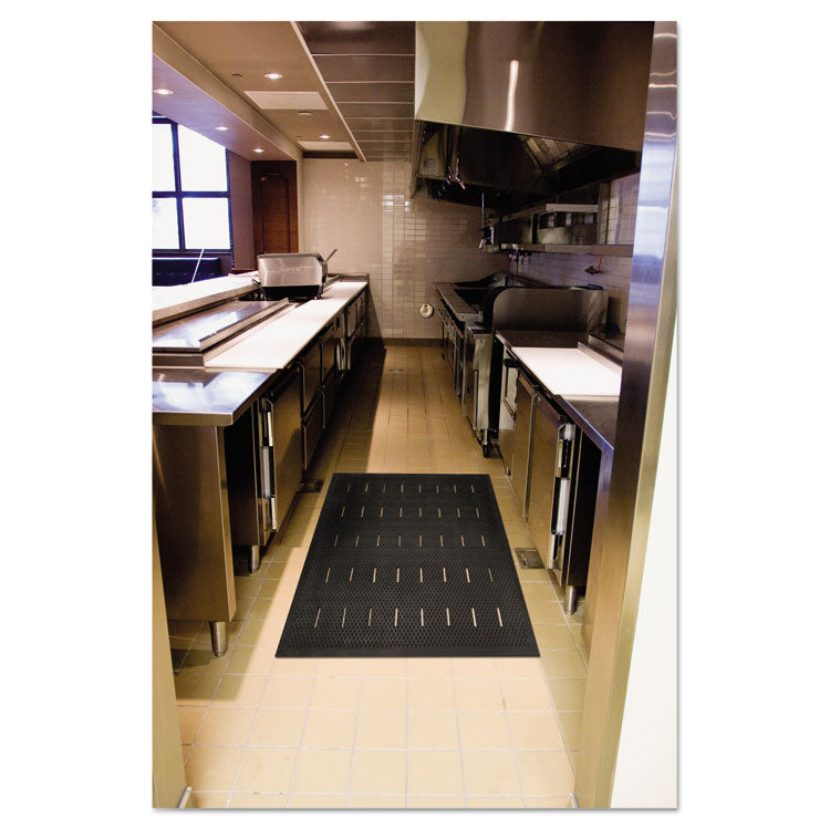 Free Flow Comfort Utility Floor Mat, 36" x 48", Black Non-Slip Vented Surface