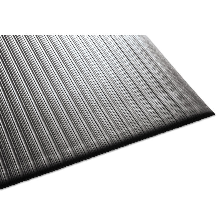 Air Step Anti-Fatigue Mat, Rectangular, Black Ribbed Surface, 24" x 36"