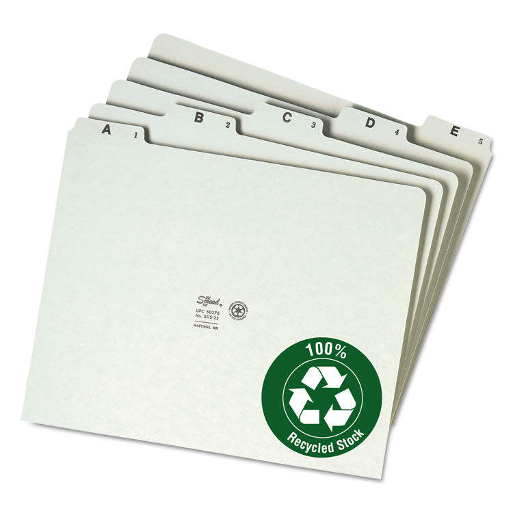 Alphabetic Top-Tab Indexed File Guide Set, 1/5-Cut Top Tab, A to Z, 8.5 x 11, Green, 25/Set