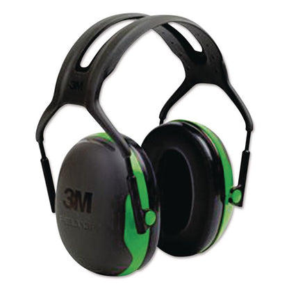 PELTOR X1A Over the Head Earmuffs, Dielectric, 22 dB NRR, Black/Green