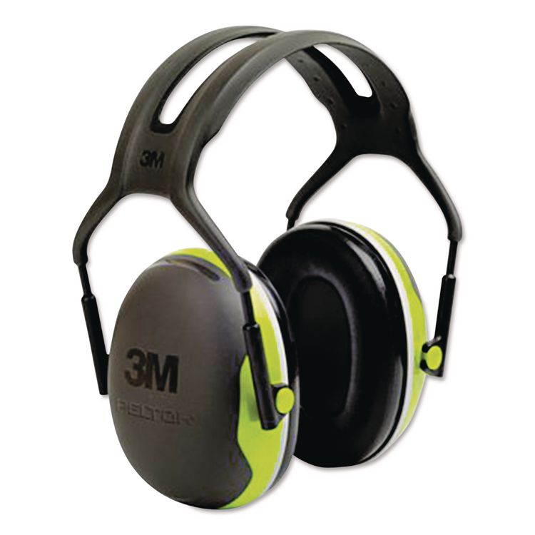 PELTOR X4A Over the Head Earmuffs, Dielectric, 27 dB NRR, Black/Chartreuse