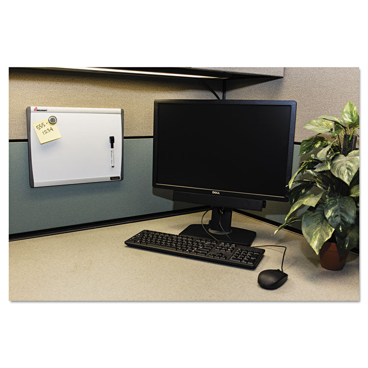 7110016222132, SKILCRAFT Cubicle Magnetic Dry Erase Board, 14" x 11", White Surface, Satin Aluminum Frame
