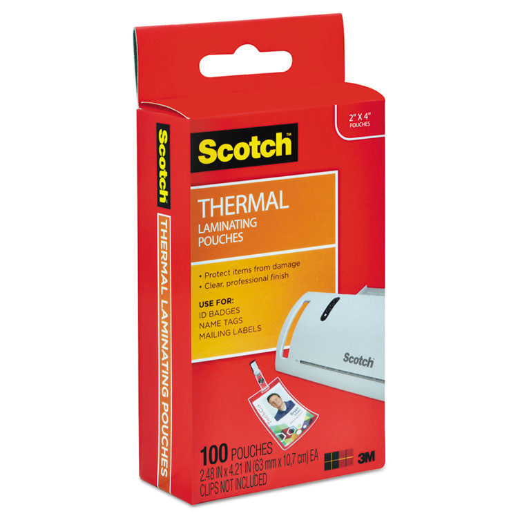 Laminating Pouches, 5 mil, 2.25" x 4.25", Gloss Clear, 100/Pack