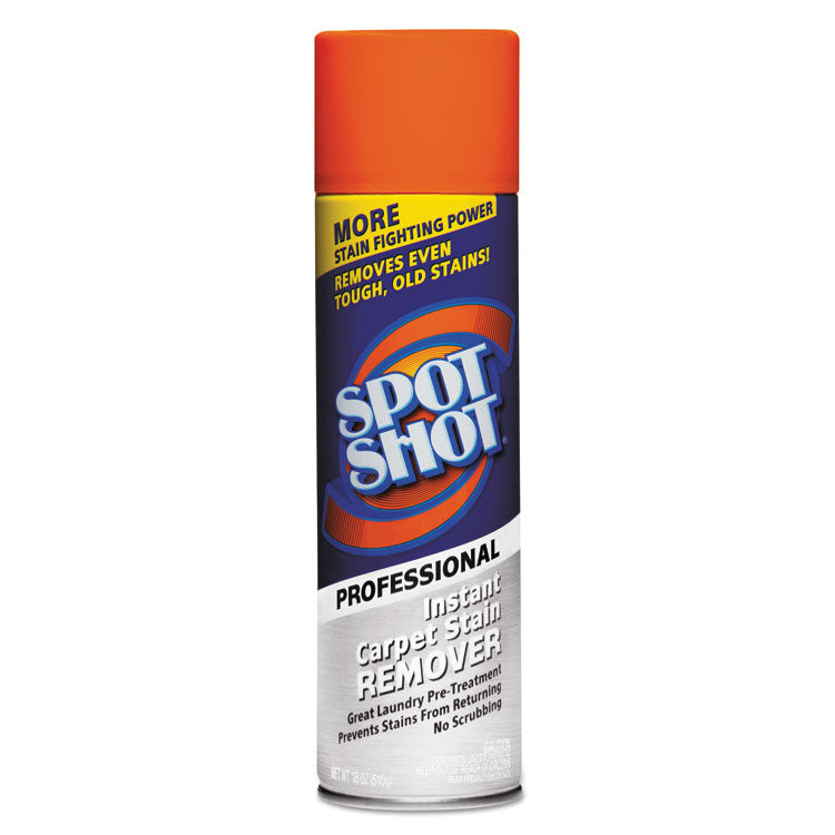 Spot Shot Professional Instant Carpet Stain Remover, Unscented, 18 oz Aerosol Spray, 12/Carton