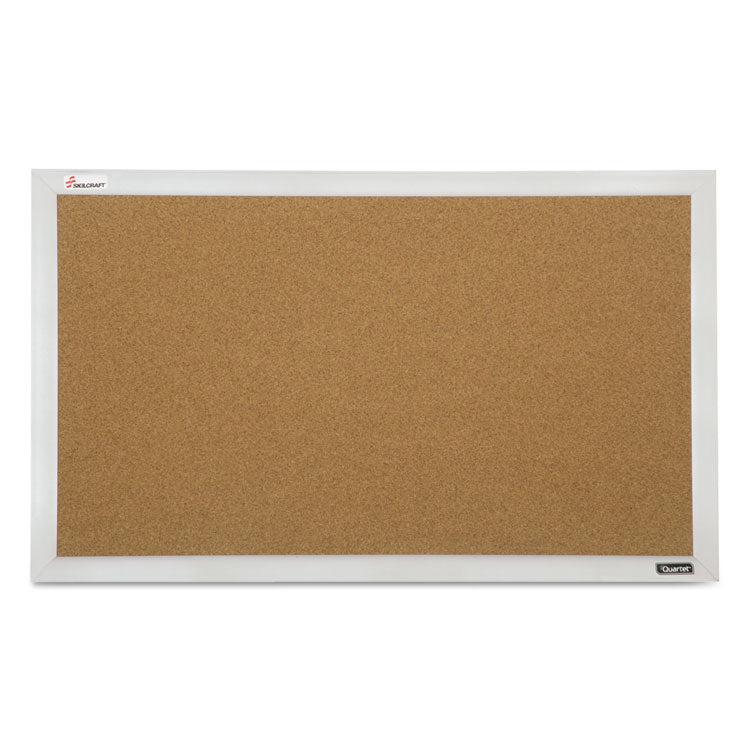 7195015679517, SKILCRAFT Cubicle Cork Board, 21.5" x 32", Tan Surface, Satin Aluminum Frame