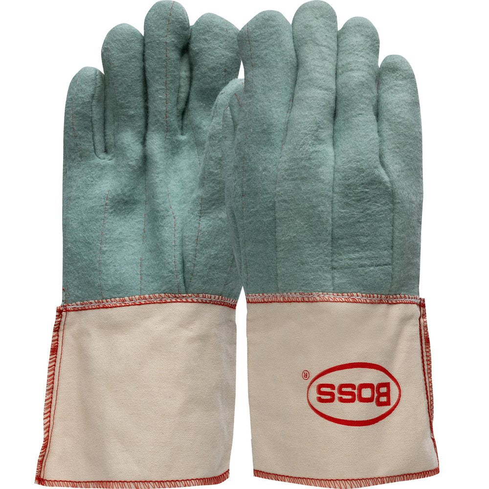 BOSS by PIP 2-PLY Mill Nap-out GREENW/GAUNT. Cuff S-thumb L, 12 Pairs/Dozen