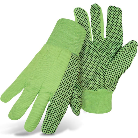 PIP HI-VIS GRN Corded Glovedot Grip 10OZ S-palm L, 12 Pairs/Dozen
