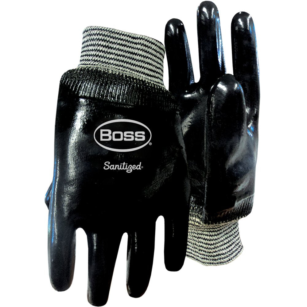 BOSS by PIP BLK Heavyweight Neopreneinterlock Liner Grip L, 12 Pairs/Dozen