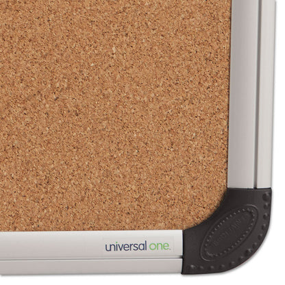 Cork Board with Aluminum Frame, 24" x 18", Tan Surface, Satin Aluminum Frame