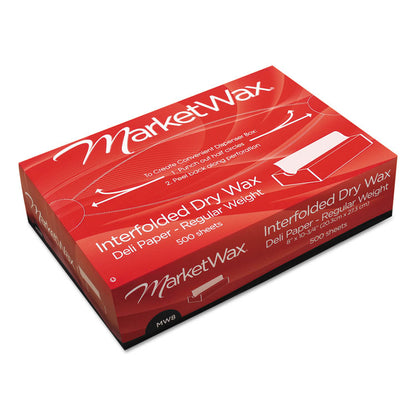 MarketWax Interfolded Dry Wax Deli Paper, 10.75 x 8, White, 500/Box, 12 Boxes/Carton