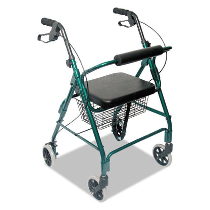 Ultra Lightweight Rollator, Adjusts 33.75" to 38", 300 lbs Capacity, Green