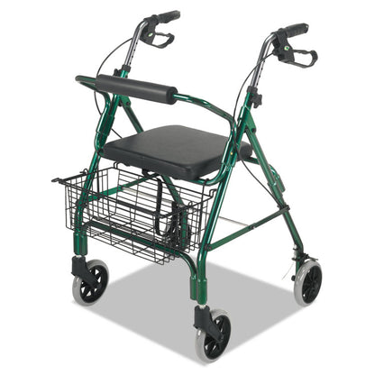 Ultra Lightweight Rollator, Adjusts 33.75" to 38", 300 lbs Capacity, Green