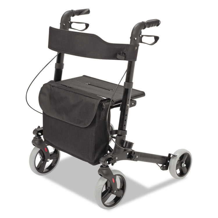 Gateway Aluminum Rollator, Adjusts 31" to 36", 300 lbs Capacity, Black