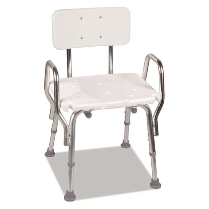 Shower Chair with Back, Supports Up to 350 lb, 16" to 20" Seat Height, White/Silver