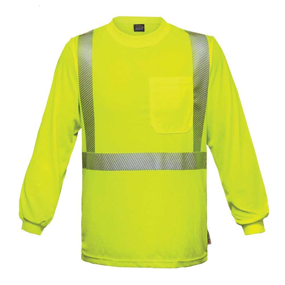 Reflective Apparel by PIP Type R CL2 L-sleeve Shirt Comfort Trim YEL SM