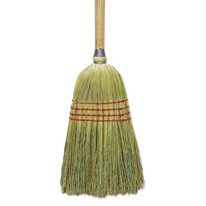 Upright Corn/Fiber Broom, 56" Overall Length, Natural, 6/Carton