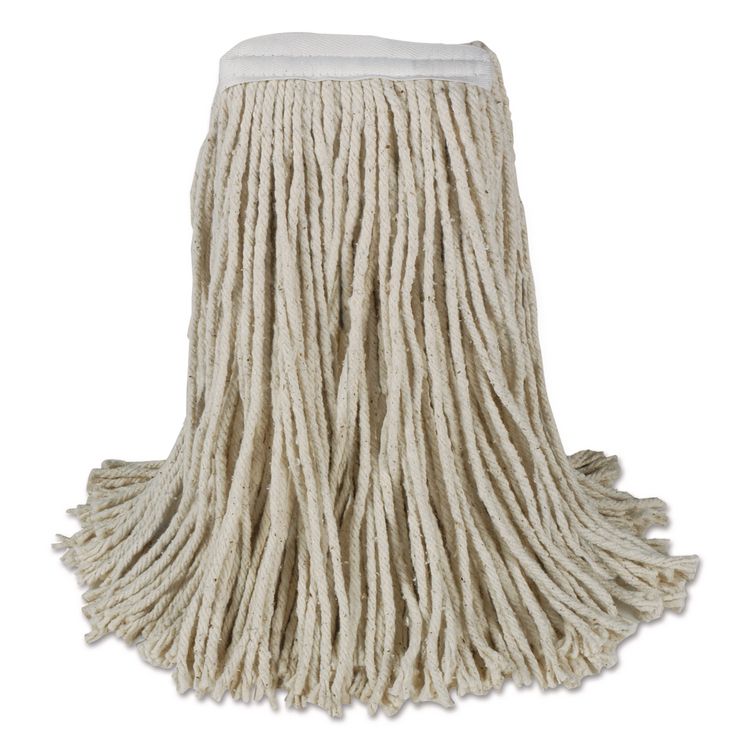 Banded Cotton Mop Heads, Cut-End, 20 oz, White, 12/Carton
