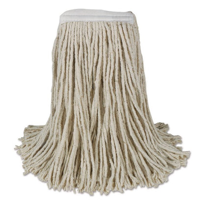 Banded Cotton Mop Heads, Cut-End, 20 oz, White, 12/Carton