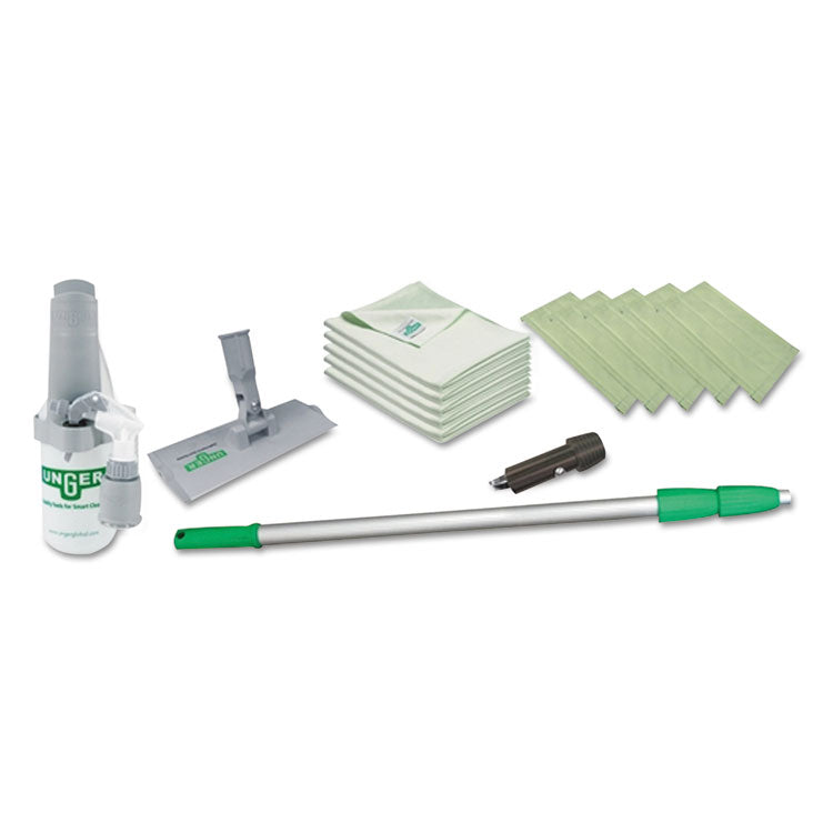 SpeedClean Window Cleaning Kit, 6 ft to 6.6 ft, Extension Pole With 8" Pad Holder, Silver/Green