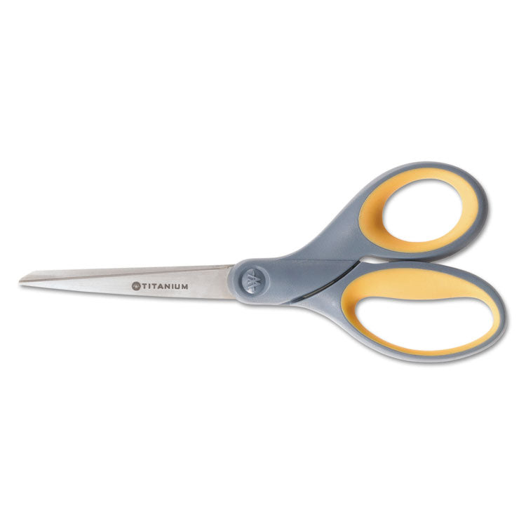 5110016296575 SKILCRAFT Westcott Titanium Bonded Scissors, 8" Long, 3.5" Cut Length, Straight Gray/Yellow Handle