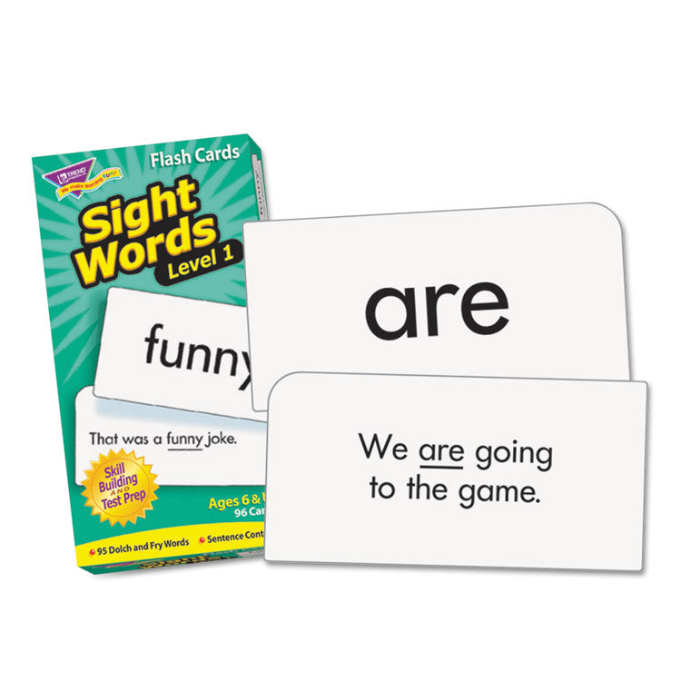 Skill Drill Flash Cards, Sight Words Level 1, Grades 1 to 3, 3" x 6", Black and White, 96/Set