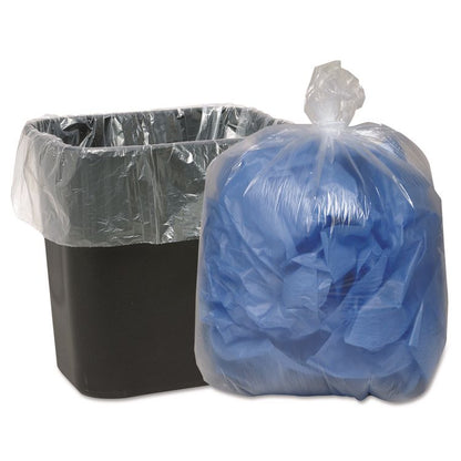 Linear Low-Density Can Liners, 16 Gallon, 0.6 mil, 24" x 33", Clear, 25 Bags/Roll, 20 Rolls/Carton