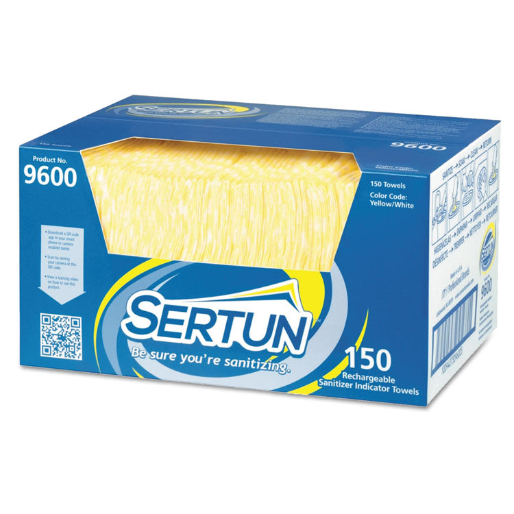 Color-Changing Rechargeable Sanitizer Indicator Towels, 1-Ply, 13.5 x 18, Unscented, Yellow/White/Blue, 150/Carton