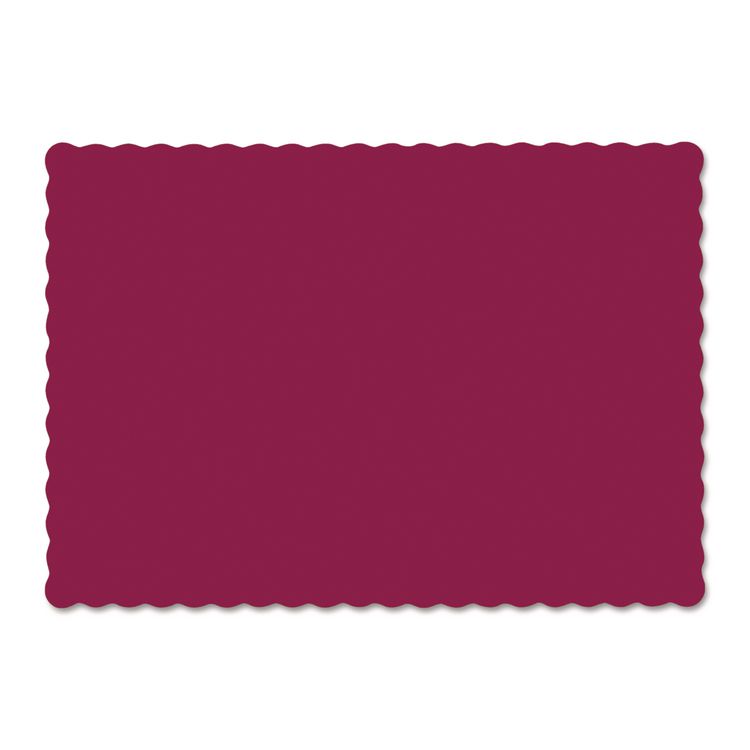 Placemats, Smooth Surface, Scalloped Edges, 13.5" x 9.5", Burgundy, 1,000/Carton