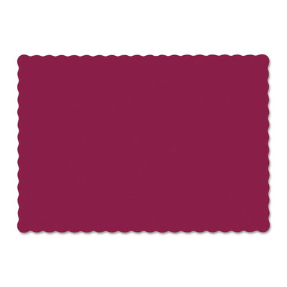 Placemats, Smooth Surface, Scalloped Edges, 13.5" x 9.5", Burgundy, 1,000/Carton