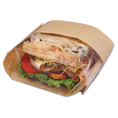 Dubl View Sandwich Bags, 2.35 mil, 9.5" x 5.75" x 2.75", Natural Brown/Clear, 500/Carton