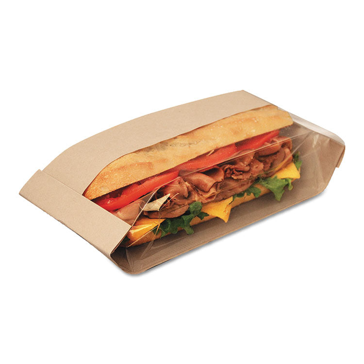 Dubl View Sandwich Bags, 2.55 mil, 11.75" x 4.25" x 2.75", Natural Brown/Clear, 500/Carton