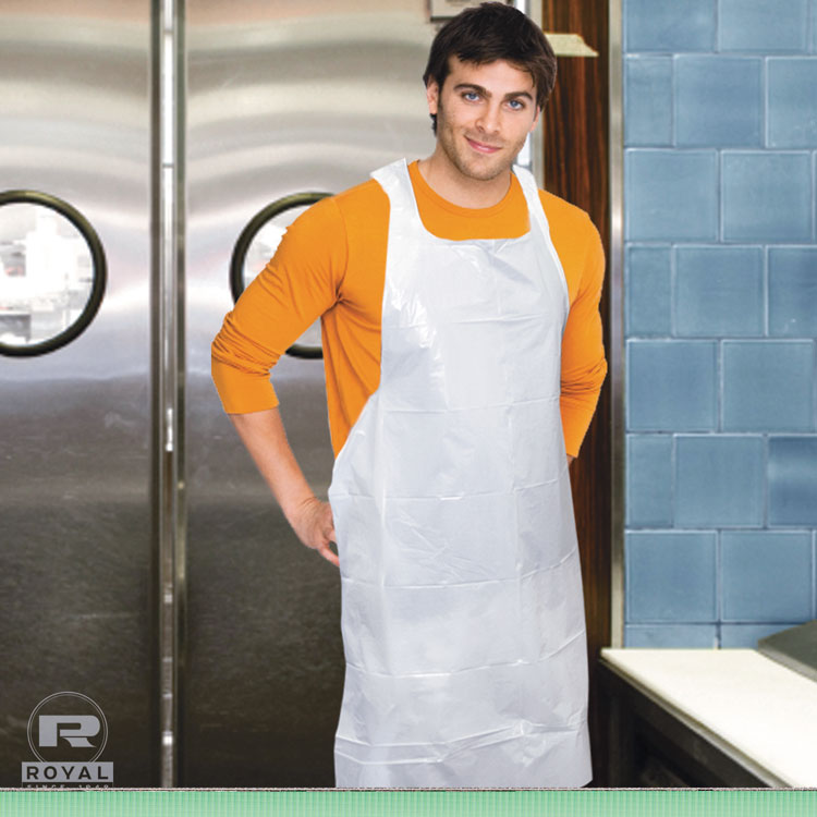 Poly Apron, 28 x 46, One Size Fits Most, White, 100/Pack, 10 Packs/Carton