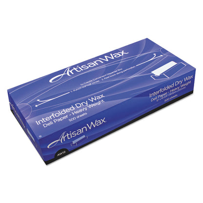 ArtisanWax Interfolded Dry Wax Deli Paper, 10" x 10.75", White, 500/Box, 12 Boxes/Carton