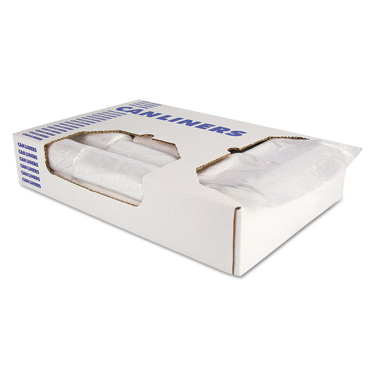High-Density Waste Can Liners, 45 gal, 12 mic, 40" x 48", Natural, 25 Bags/Roll, 10 Rolls/Carton