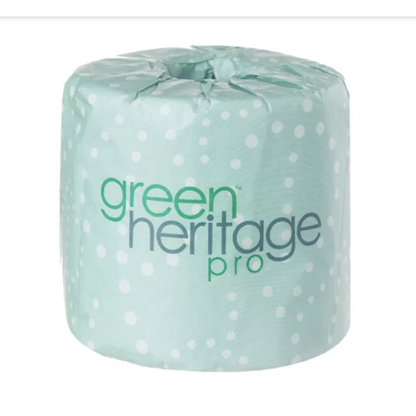 Green Heritage 2-Ply White 100% Recycled Bathroom Tissue 500-Sheets/Roll, 96-Rolls/Case, 30 Cases/Pallet