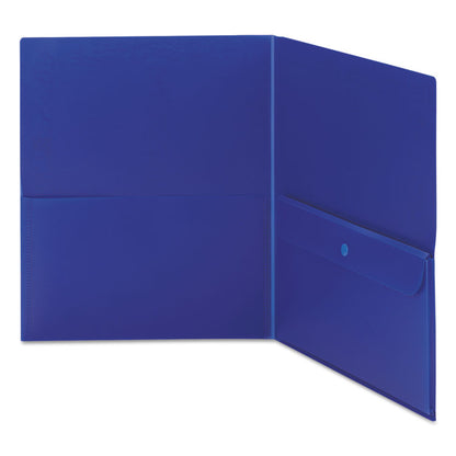 Poly Two-Pocket Folders with Security Pocket, Accommodates (100) 11 x 8.5 Sheets, Blue, 5/Pack