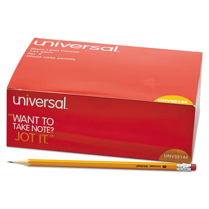 #2 Woodcase Pencil Value Pack, HB (#2), Black Lead, Yellow Barrel, 144/Box
