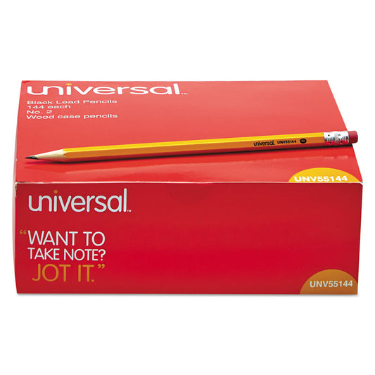 #2 Woodcase Pencil Value Pack, HB (#2), Black Lead, Yellow Barrel, 144/Box