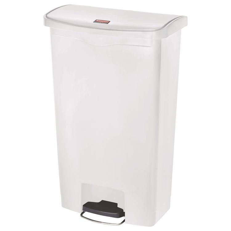 Slim Jim Streamline Resin Step-On Container, Front Step Style, 18 gal, Polyethylene, White