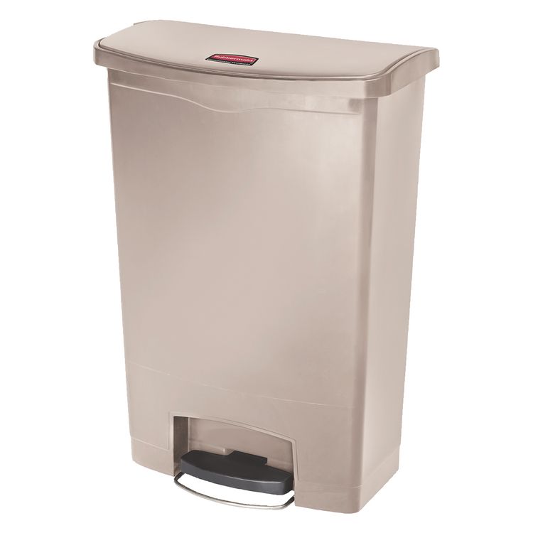 Streamline Resin Step-On Container, Front Step Style, 24 gal, Polyethylene, Beige